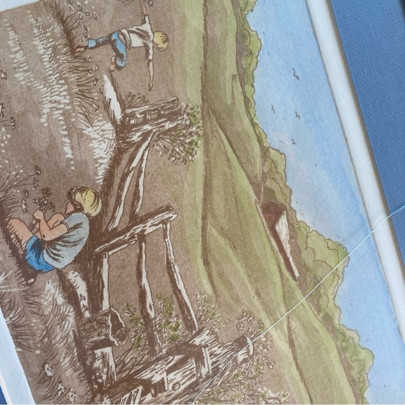 Miriam Ecker "Hand Signed & Etching" "CAREFREE DAYS” CHILDREN FLOWERS BOYS FIELD - Picture 11 of 14